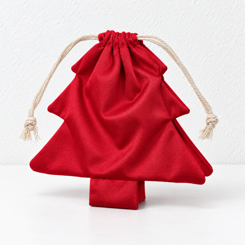 CouldNook Christmas Tree Drawstring Bag - Plain Fabric Pouch