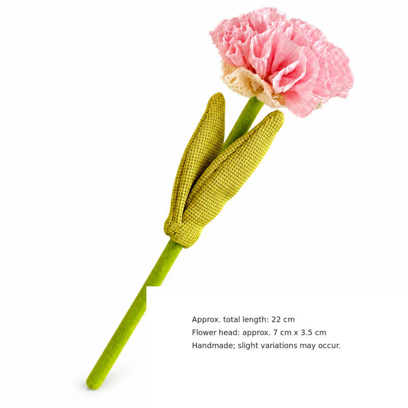 Artificial Carnation - Ruffled Petals and Paired Green Leaves