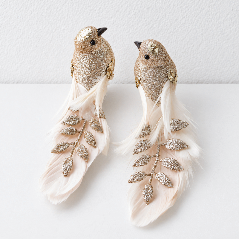 CouldNook Feather Bird Christmas Ornament - Glitter Detail