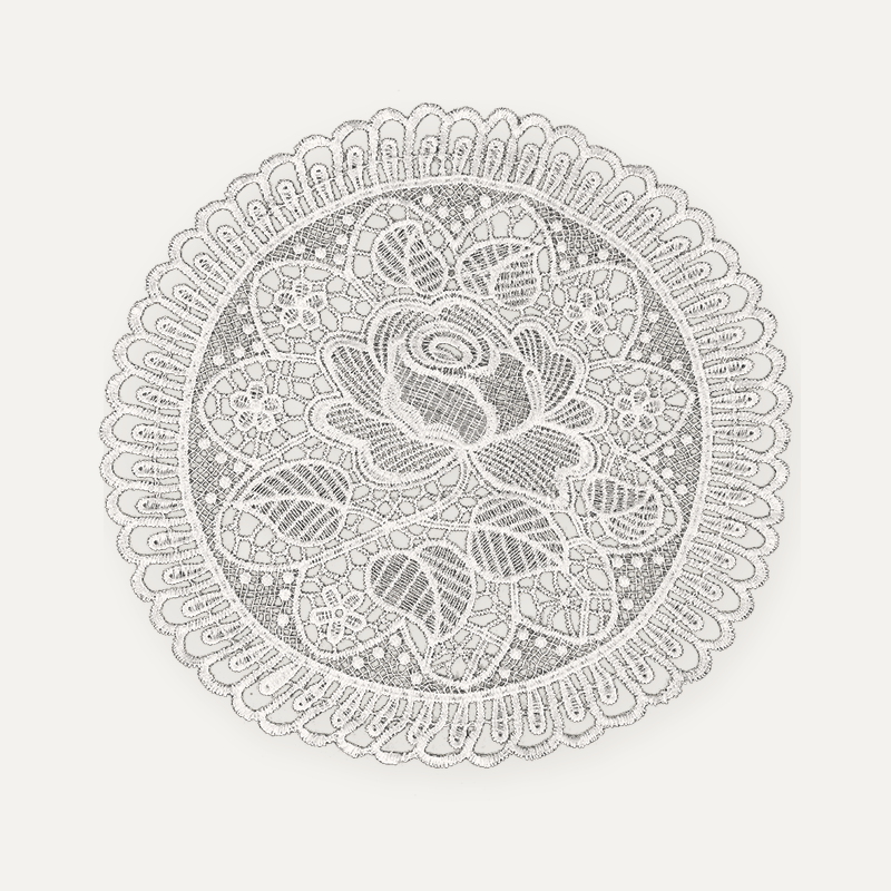 CouldNook Round Embroidered Lace Placemat - Floral Design Size Range
