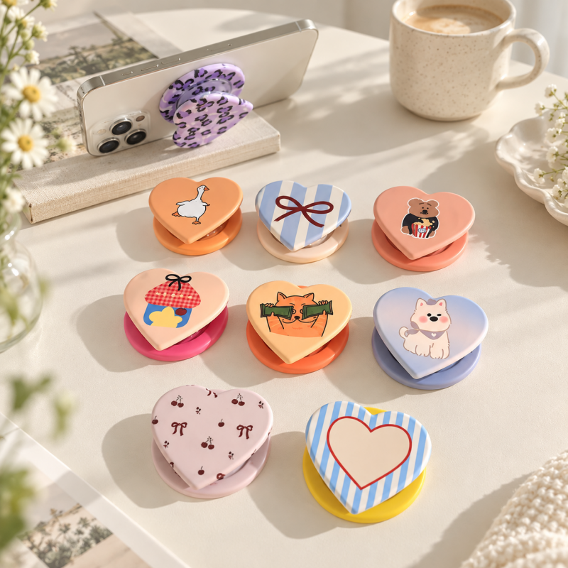 CouldNook Heart Magnetic Phone Stand - Printed Acrylic Face and Pop-Out Support