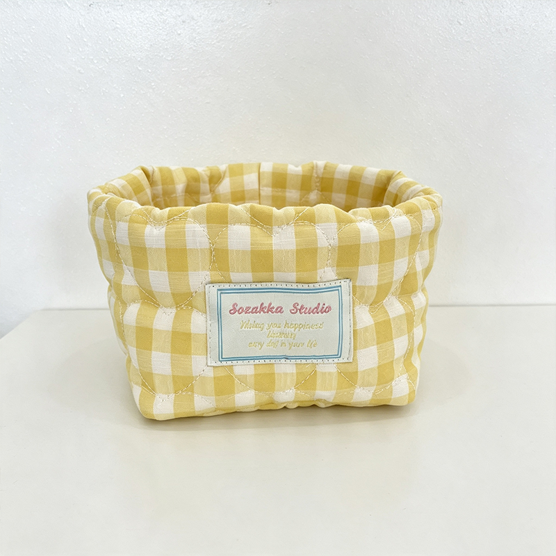 CouldNook Plaid Organizer Bag- Soft Open Shelf Storage