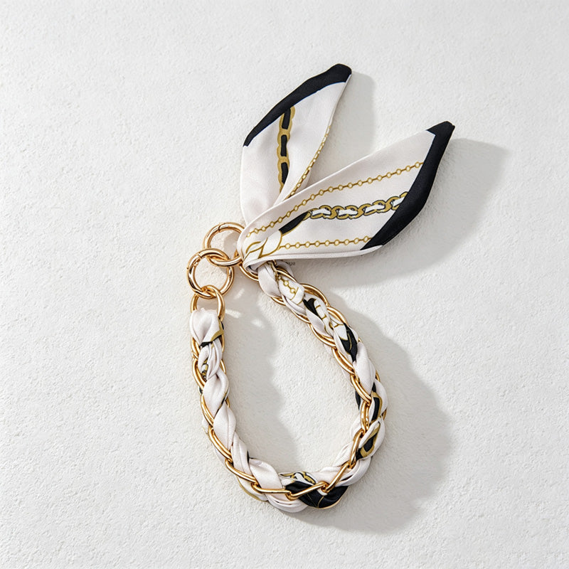 CouldNook Monochrome Scarf Phone Wrist Strap - Neutral Bow Loop