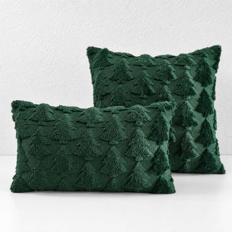CouldNook Seasonal Pattern Cushion - Plaid Checks And Raised Festive Motifs