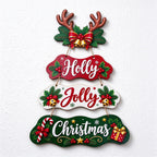Wooden Christmas Hanging Sign with Connected Message Panels