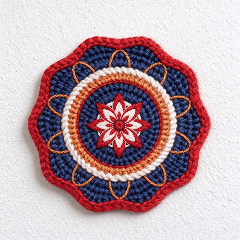 CouldNook Mandala Rubber Printed Table Mat - Knit Effect