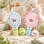 CouldNook Plush Sports Charm - Smiling Rackets and Coordinated Ball Details