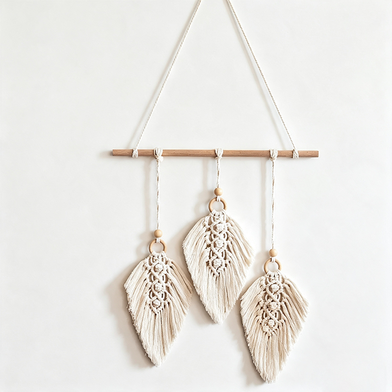 CloudNook Macrame Leaf Wall Hanging‑Boho Cotton Tapestry Decor