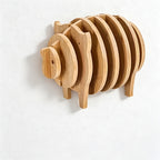 CouldNook Bamboo Animal Trivet Set - Small and Large Shapes