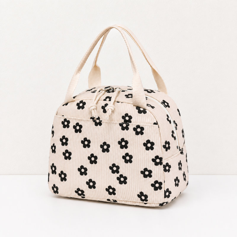 CouldNook Corduroy-Look Lunch Bag - Double Zipper and Front Pocket