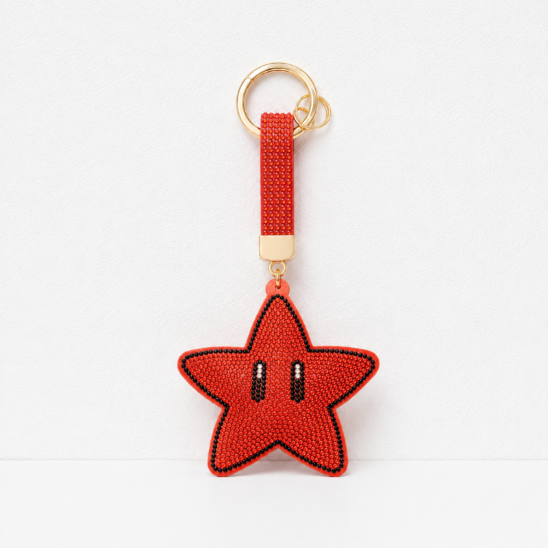 CouldNook Rhinestone Smiley Face Keychain - Star Bag Pendant