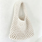 CloudNook Cotton Rope Woven Handbag‑Mesh Tote Bag