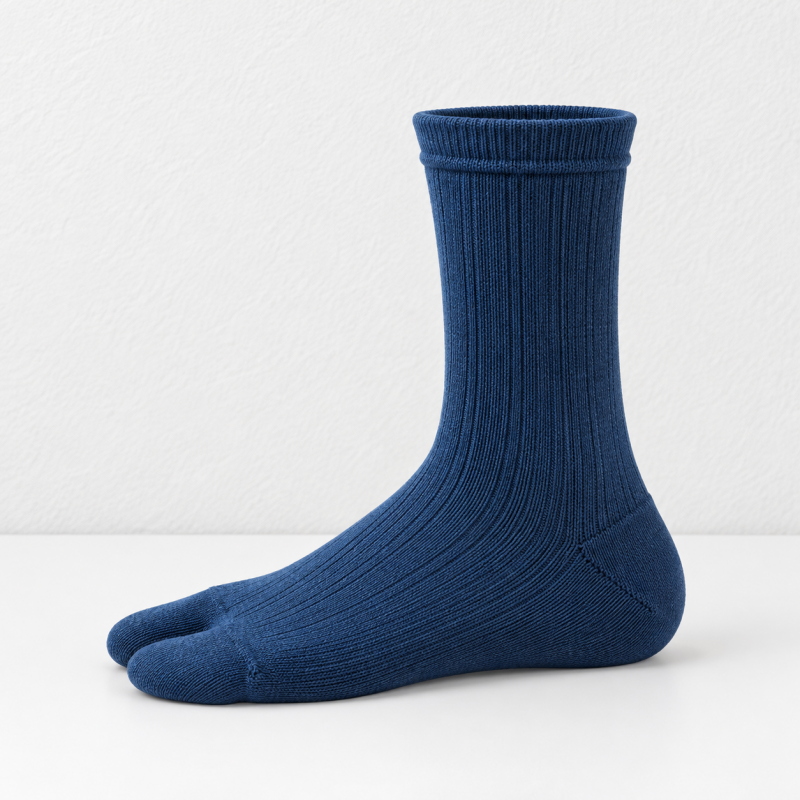 CouldNook Split-Toe Crew Socks - Double Cuff Contrast