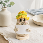 CouldNook Yarn Potato Doll Ornament - Wooden Display Base