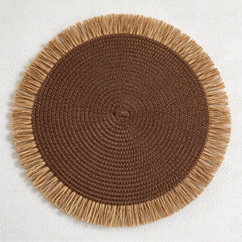 CouldNook Fringed Paper Placemat - Circular Weave And Radiating Border