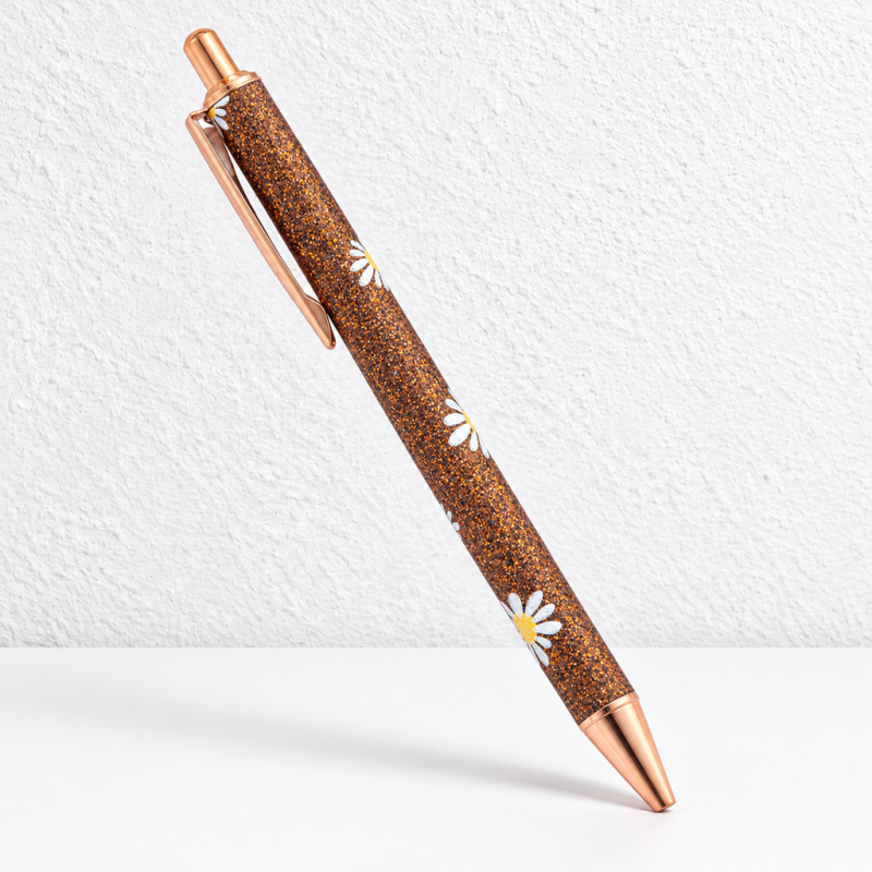 CouldNook Motif Ballpoint Pen - Glittered Hearts, Daisies and Lips