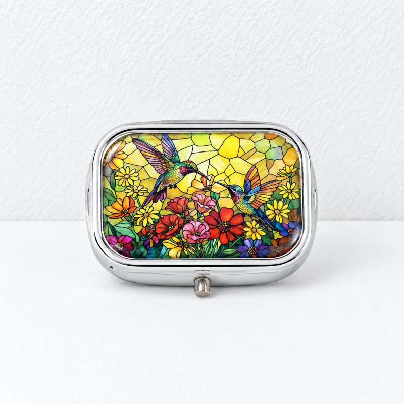 CouldNook Mirror Pill Box - Divided Interior And Rounded Rectangular Lid