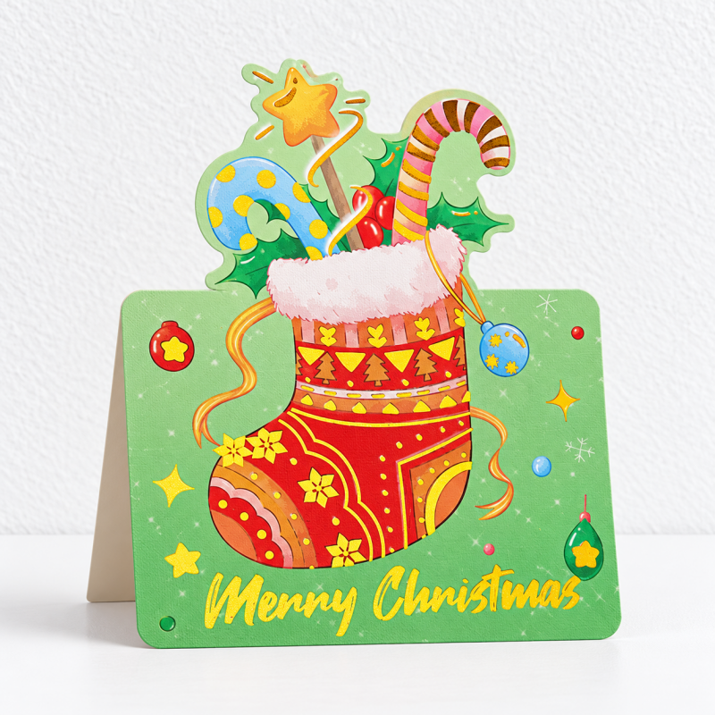 Christmas Card - Shaped Motifs and Gold Greeting