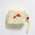 CouldNook Embroidered Mushroom Makeup Bag - Beaded Wrist Loop And Zipper