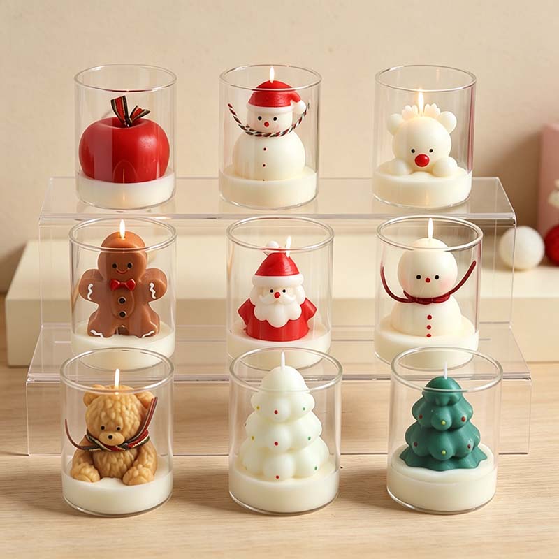 CouldNook Christmas Figure Candle - Sculpted Holiday Characters In Clear Cups