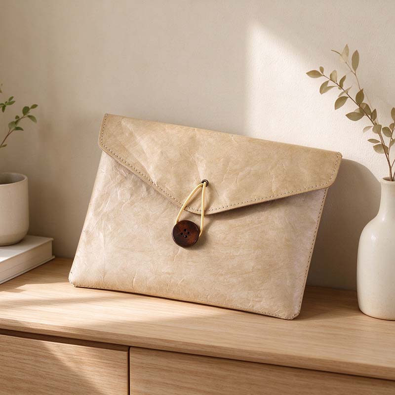 CouldNook Envelope Document Pouch - Crinkled Surface And Button Loop Closure