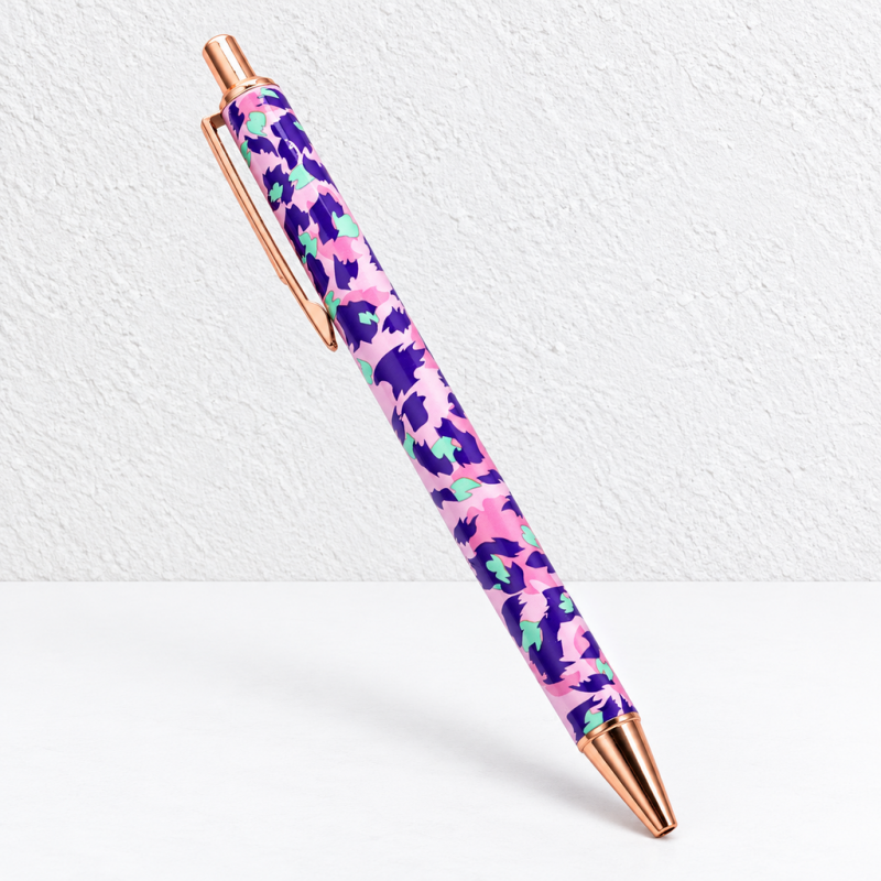 CouldNook Leopard Print Ballpoint Pen - Metal Barrel and Rose-Toned Trim