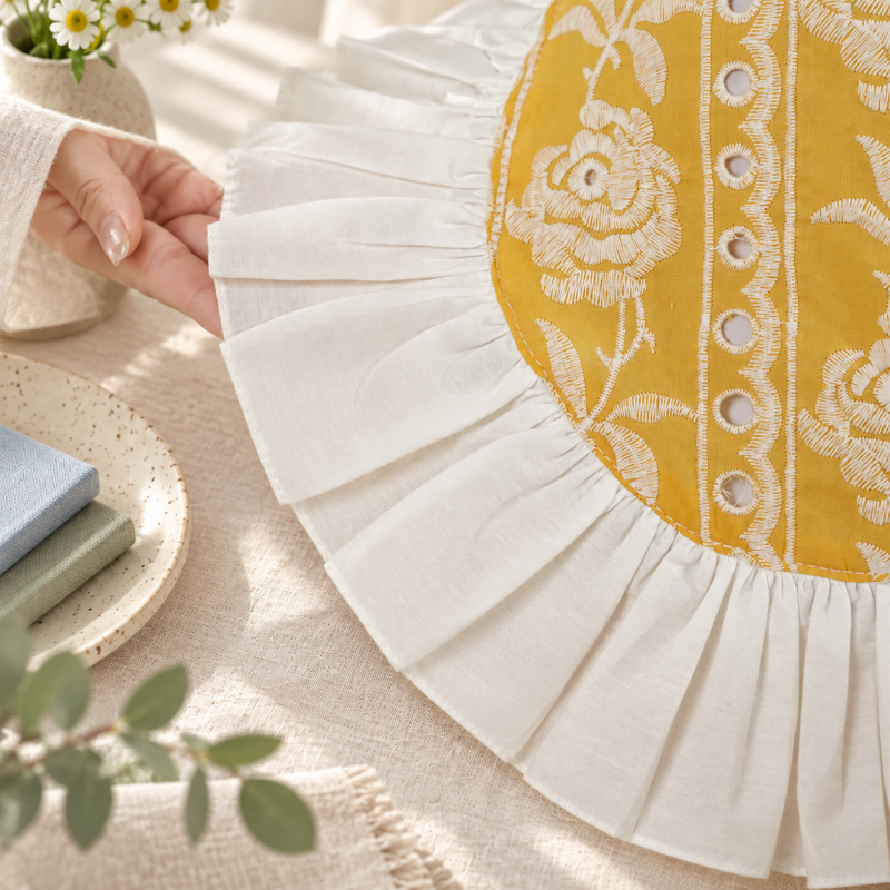 CouldNook Patterned Cooking Apron - Visible Embroidered Detail Kitchen Wear