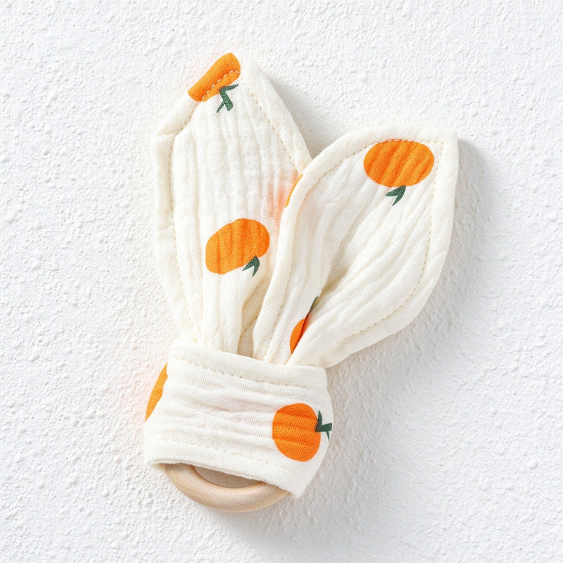 Bunny Ear Teething Ring with Cotton Fabric
