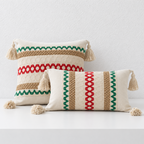 CouldNook Tasseled Cushion Cover - Woven Patterns And Four Corner Tassels