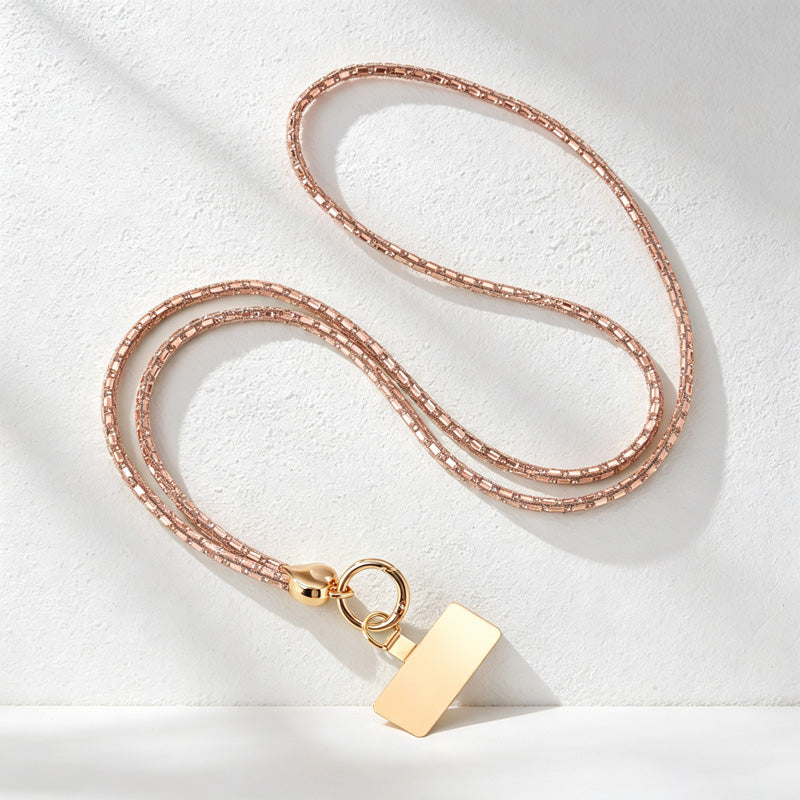 CouldNook Rhinestones Set Crossbody Phone Strap with Heart-Shaped Links