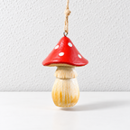 Mushroom Ornament - Paired Red Caps and Twine Loop