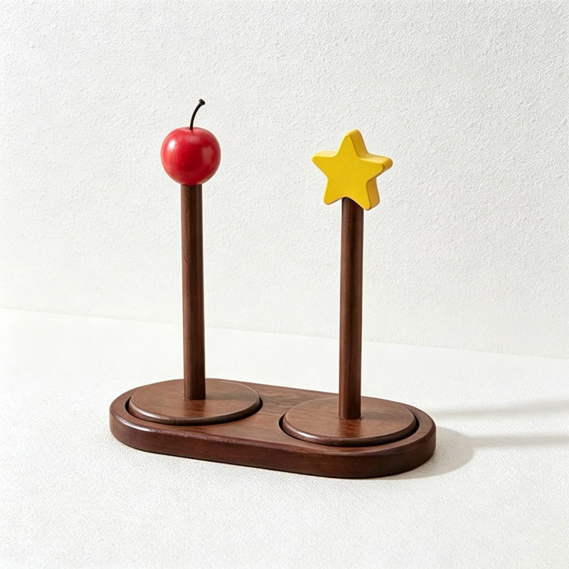 CouldNook Wooden Paper Towel Holder - Star and Apple Tops