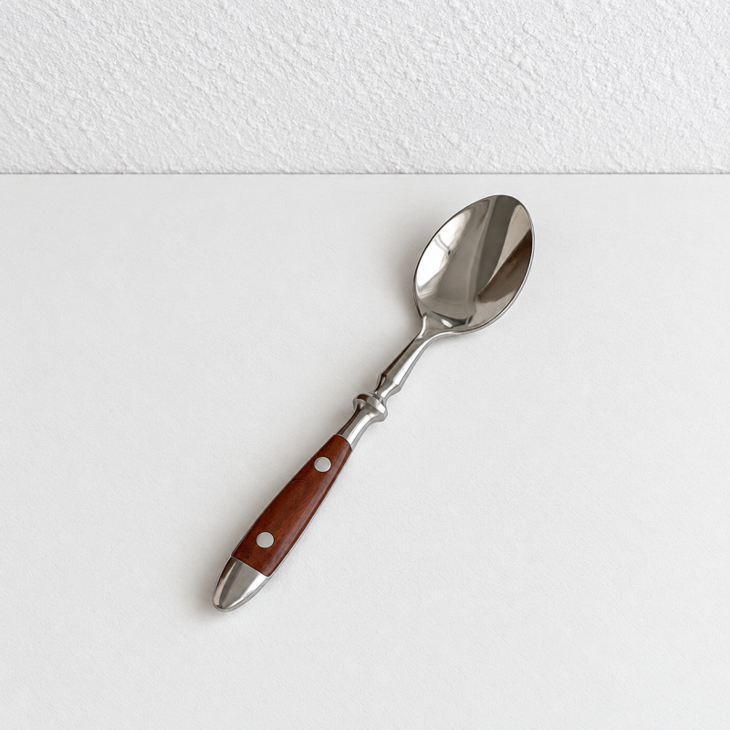 Wood Handle Flatware - Twin Rivets and Sculpted Necks