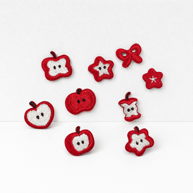 CouldNook Apple Star Embroidered Patch - Small Red Fruit Designs