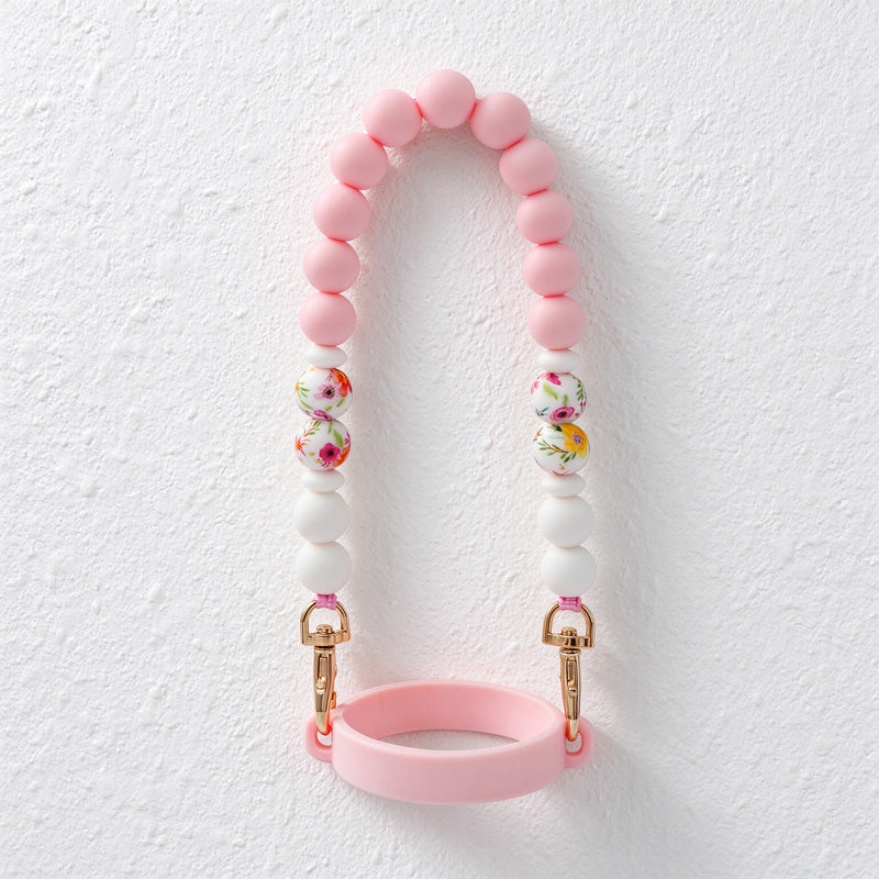 Water Bottle Carry Strap with Beads or Woven Flowers