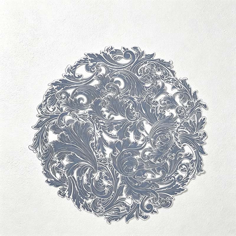 CouldNook Round PVC Placemat - Metallic Scrollwork Color Designs