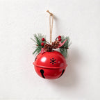 CouldNook Christmas Bell Ornament - Checkered Bows and Greenery Accents