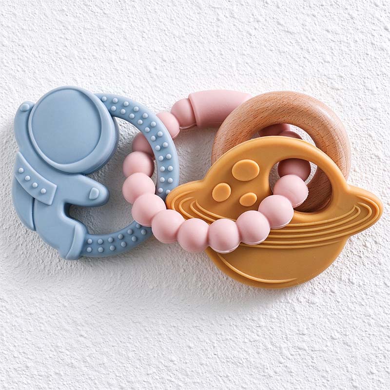CouldNook Beaded Teether - Textured Space Leaf and Animal Shapes
