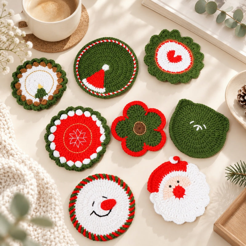 CouldNook Yarn Coaster - Festive Figures and Shaped Cup Accents