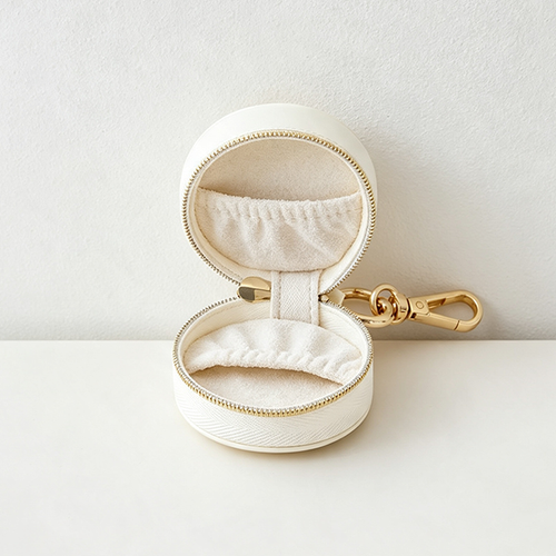 CloudNook Round Keychain Jewelry Case‑Portable Travel Jewellery Box