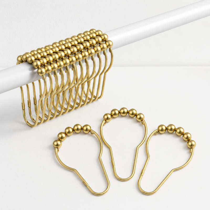 CouldNook Beaded Shower Curtain Hook - Rounded Metal Profile