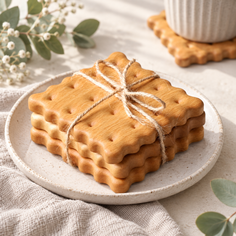 CouldNook Wooden Biscuit Coasters - Mixed Shapes and Woods