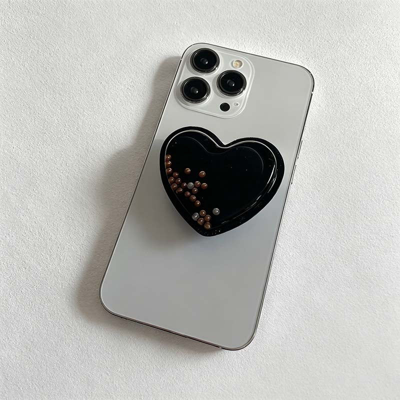 CouldNook Heart-Shaped Phone Grip Stand - Pearl-Style Decorative Center