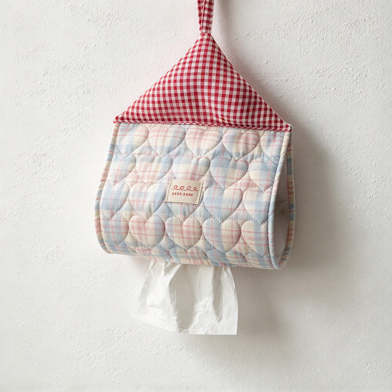 CouldNook House Shaped Hanging Tissue Holder - Checked Roof And Loop