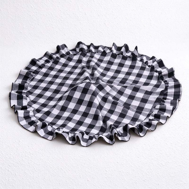 CouldNook Ruffled Christmas Tree Skirt - Patterned Fabric And Gathered Border