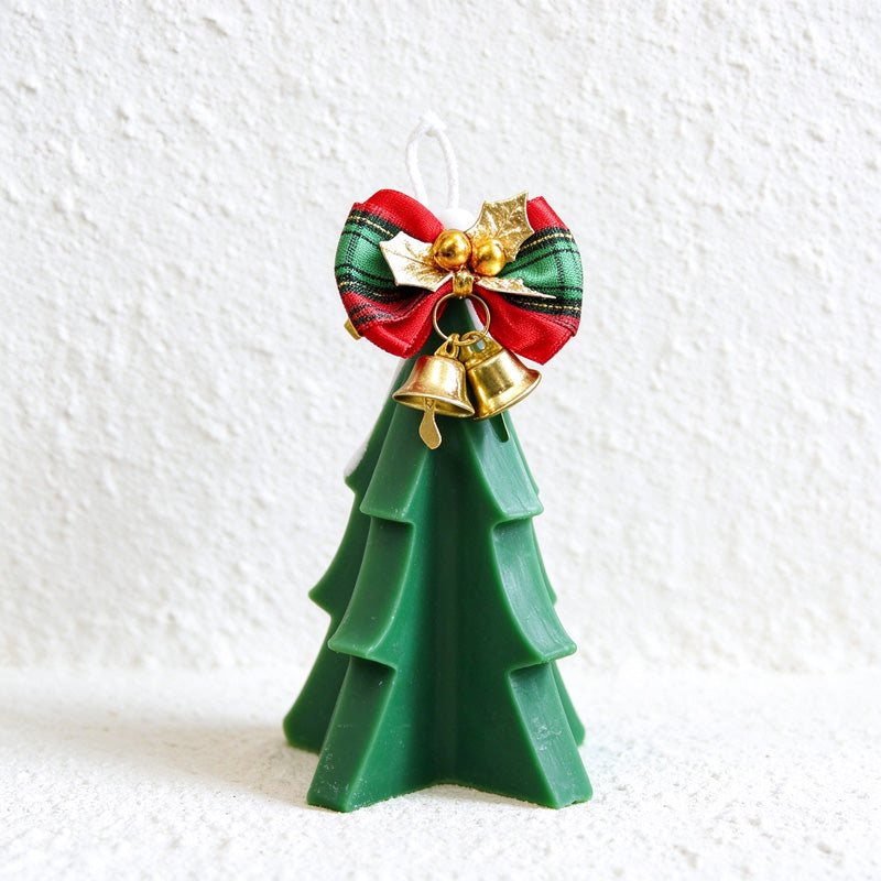 Christmas Fir Scented Tree Candles with Snowy Details