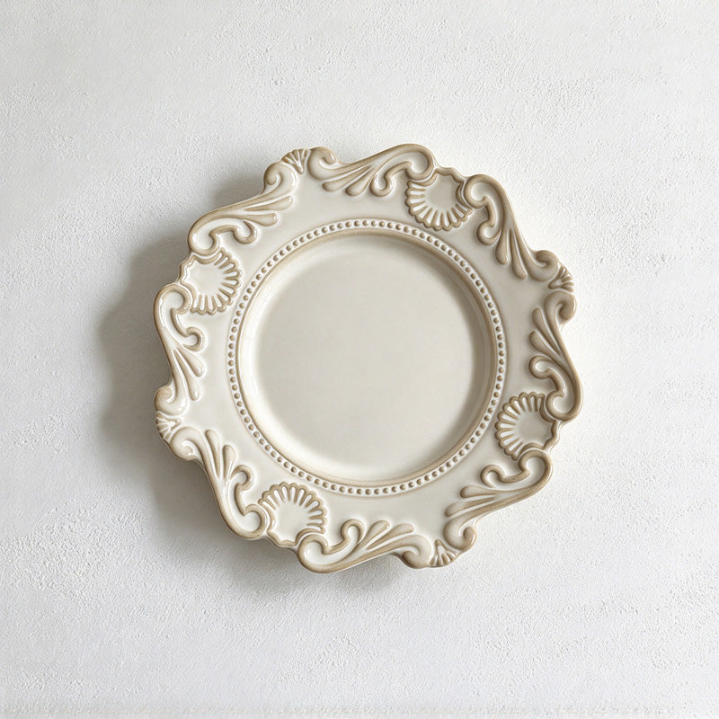 CouldNook Decorative Plate - Embossed Floral Rim Designs