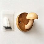 CouldNook Wood Mushroom Wall Hook - Adhesive Screw Options