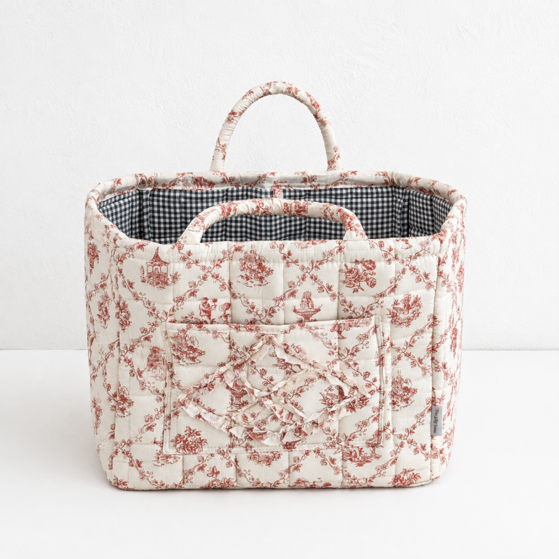 CouldNook Quilted Storage Basket - Floral Prints and Carry Handles