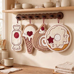 CouldNook Dessert Hanging Hand Towel - Shaped Fleece And Embroidered Details